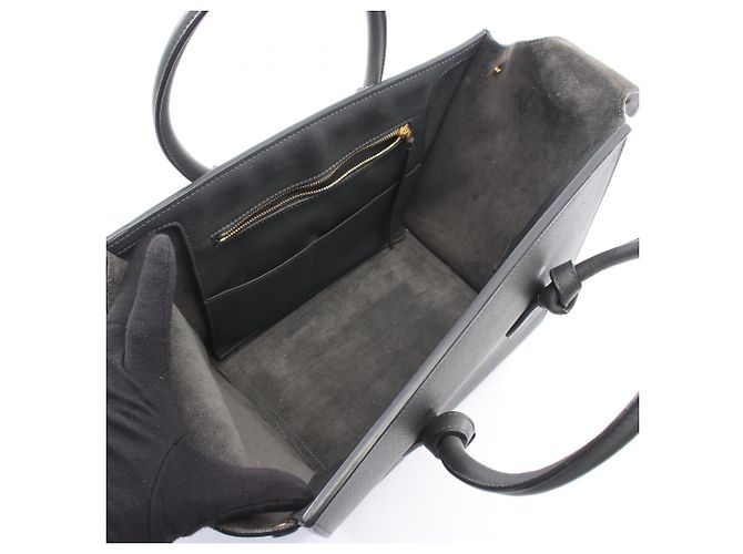 Céline Celine Tie Bag Shopper aus grauem Leder Braun - Ansicht 3