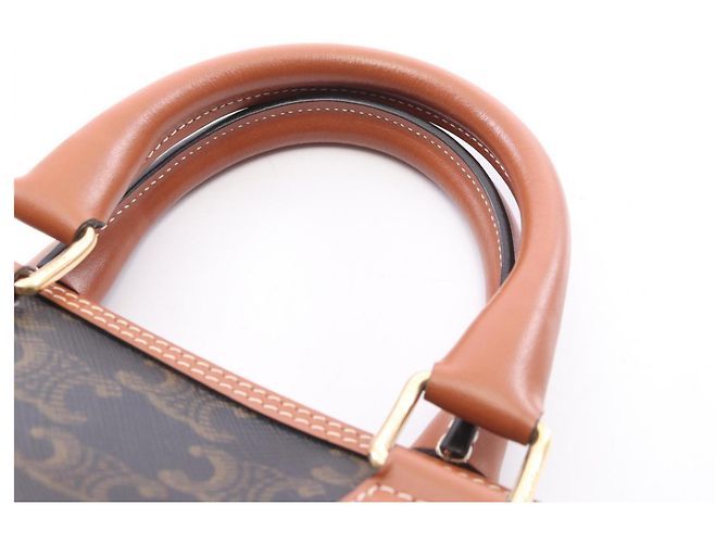 Céline Borsa a mano 2-Way Celine Small Boston Cuir Triomphe Marrone Nero - vista 6