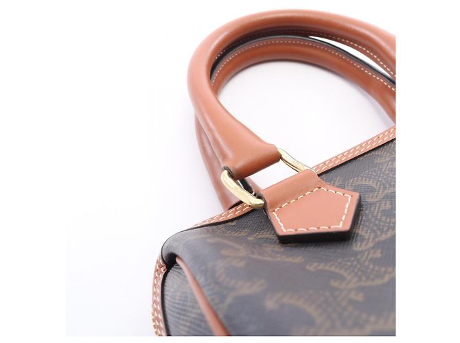 Céline Borsa a mano 2-Way Celine Small Boston Cuir Triomphe Marrone Nero - vista 7
