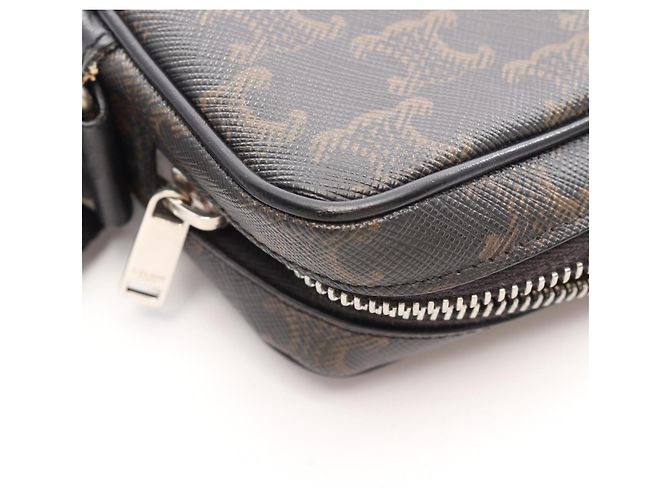 Céline Borsa a Tracolla Celine Triomphe Medium Marrone Nero - vista 5