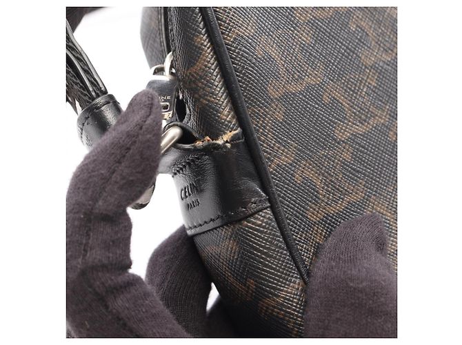 Céline Borsa a Tracolla Celine Triomphe Medium Marrone Nero - vista 7
