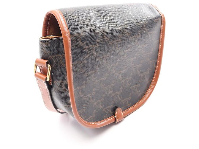 Céline Celine CELINE Borsa Folco Medium Triomphe Marrone Nero - vista 2