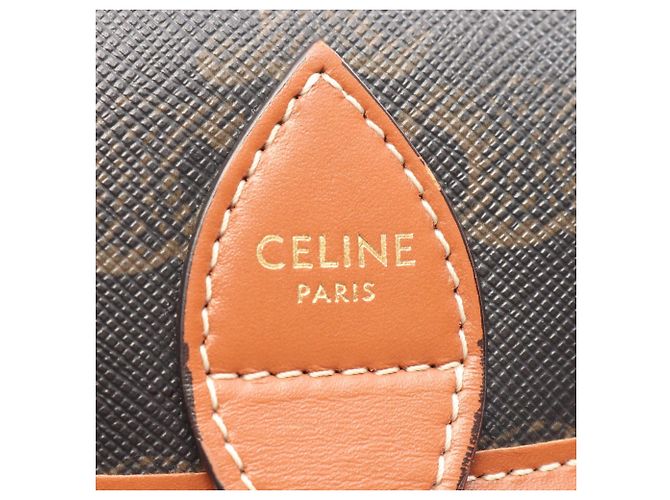 Céline Celine CELINE Borsa Folco Medium Triomphe Marrone Nero - vista 4
