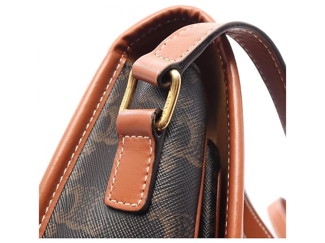 Céline Celine CELINE Borsa Folco Medium Triomphe Marrone Nero - vista 6