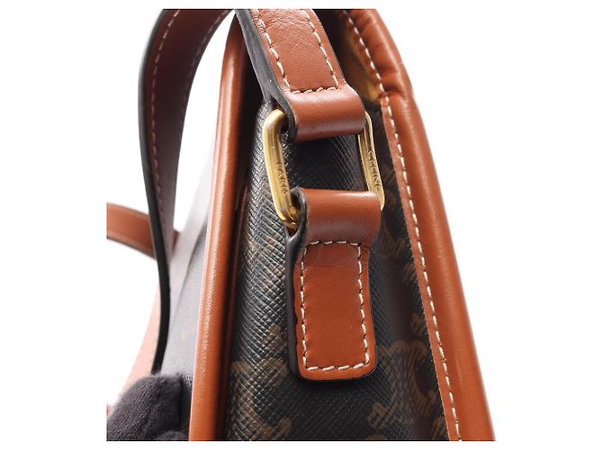Céline Celine CELINE Borsa Folco Medium Triomphe Marrone Nero - vista 7