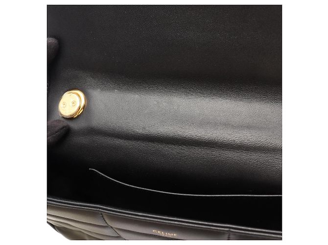 Céline Celine Matelassé Monochrome Schultertasche Schwarz - Ansicht 5