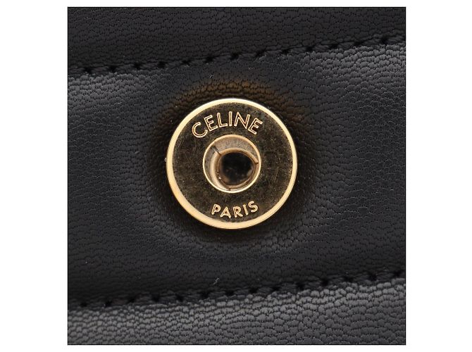 Céline Celine Matelassé Monochrome Schultertasche Schwarz - Ansicht 6