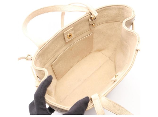 Céline Celine Mini Cabas Anais Cuir Triomphe Tote Bag Crudo - vista 3