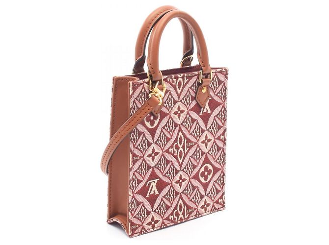 Borsa Louis Vuitton Petite Sac Plat Monogram Jacquard Marrone Bordò - vista 2