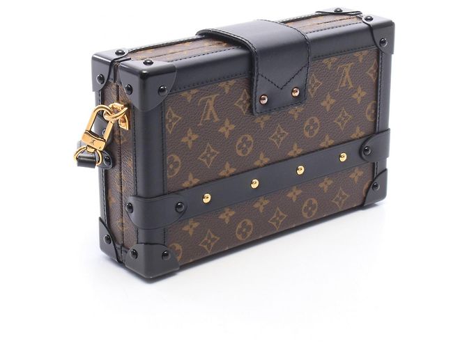 Borsa a tracolla Louis Vuitton Petite Malle Monogram Marrone Nero - vista 2