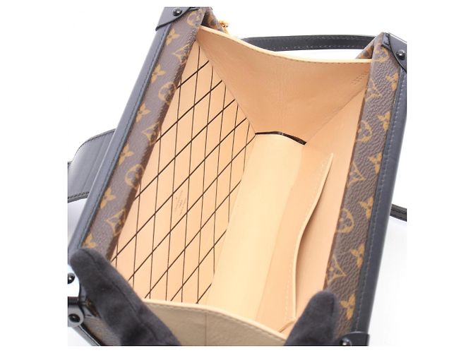 Borsa a tracolla Louis Vuitton Petite Malle Monogram Marrone Nero - vista 3