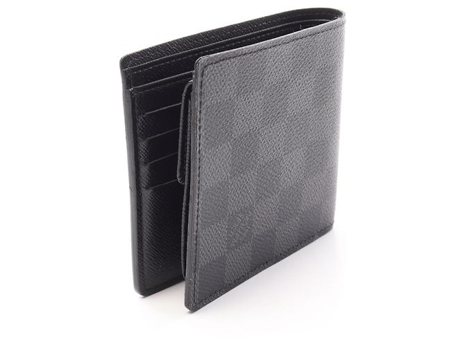 Louis Vuitton Portefeuille Marco Damier Graphite Bi-fold Wallet Nero - vista 2