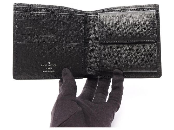 Louis Vuitton Portefeuille Marco Damier Graphite Bi-fold Wallet Nero - vista 3