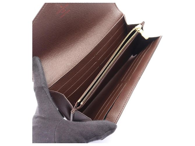 Louis Vuitton Portefeuille Sarah Damier Ebene Bi-fold Long Wallet Marrone - vista 3