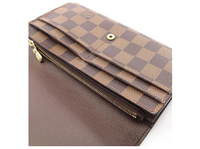 Louis Vuitton Portefeuille Sarah Damier Ebene Bi-fold Long Wallet Marrone - vista 6