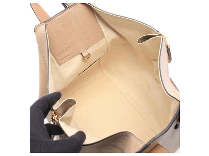 Borsa a mano in pelle 2-Way Loewe Hammock Small Beige - vista 3
