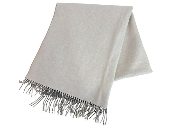Stola in cashmere double-face Hermès Marrone Bianco - vista 2