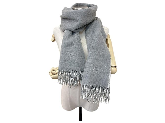 Stola in cashmere double-face Hermès Marrone Bianco - vista 9