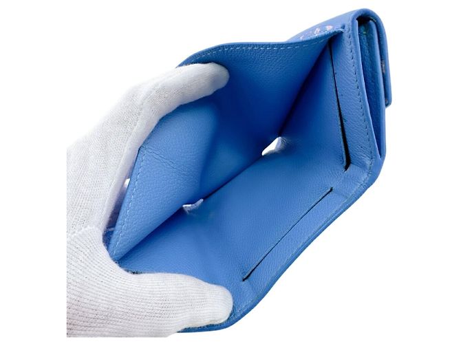 Louis Vuitton M81157 Portefeuille Lock Mini Taurillon Tri-fold Wallet Blu - vista 10