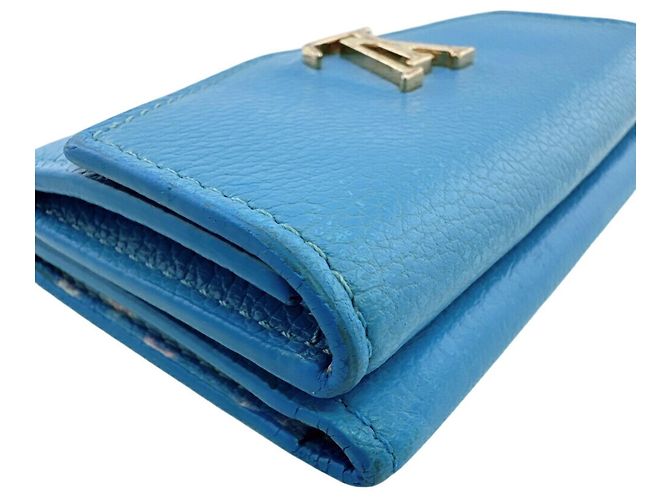 Louis Vuitton M81157 Portefeuille Lock Mini Taurillon Tri-fold Wallet Blu - vista 3