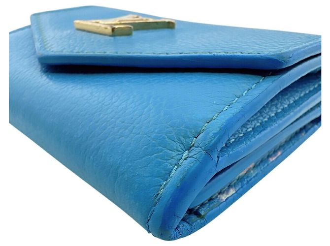 Louis Vuitton M81157 Portefeuille Lock Mini Taurillon Tri-fold Wallet Blu - vista 4