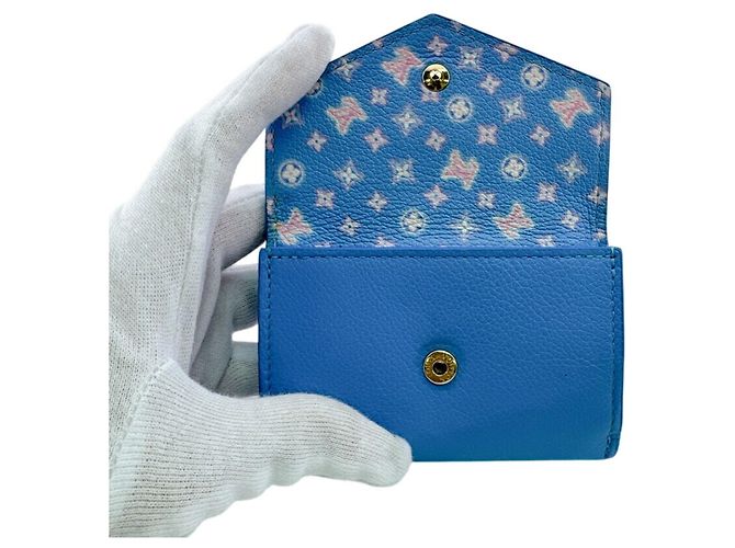 Louis Vuitton M81157 Portefeuille Lock Mini Taurillon Tri-fold Wallet Blu - vista 7