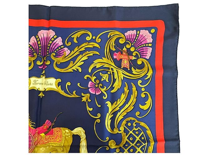 Hermès Foulard Hermes Carre 90 Turkish Horse Blu navy - vista 3