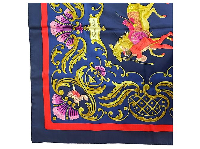 Hermès Foulard Hermes Carre 90 Turkish Horse Blu navy - vista 4