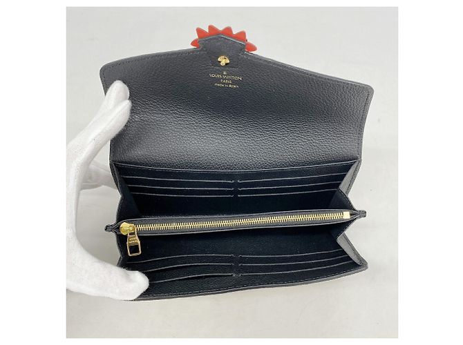 Sarah Portafoglio lungo Louis Vuitton Monogram Empreinte Bicolor Nero Crudo - vista 3