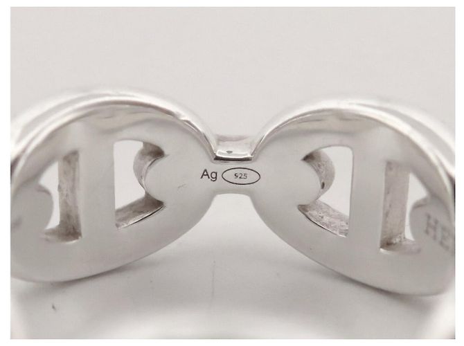 Ring Hermès ANELLO HERMES CHAINE D'ANCRE ENCHAINEE PM H109507B 52 ARGENTO 925 5.5GR - vista 12