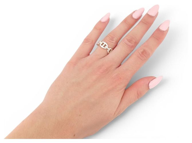 Ring Hermès ANELLO HERMES CHAINE D'ANCRE ENCHAINEE PM H109507B 52 ARGENTO 925 5.5GR - vista 9