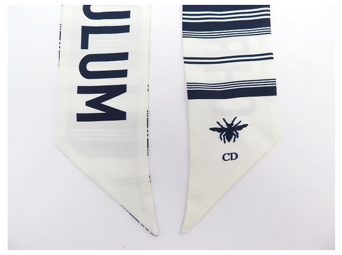 NEUER CHRISTIAN DIOR MITZAH TULUM SEIDENTWILL SCHAL WEISS BLAU - Ansicht 4