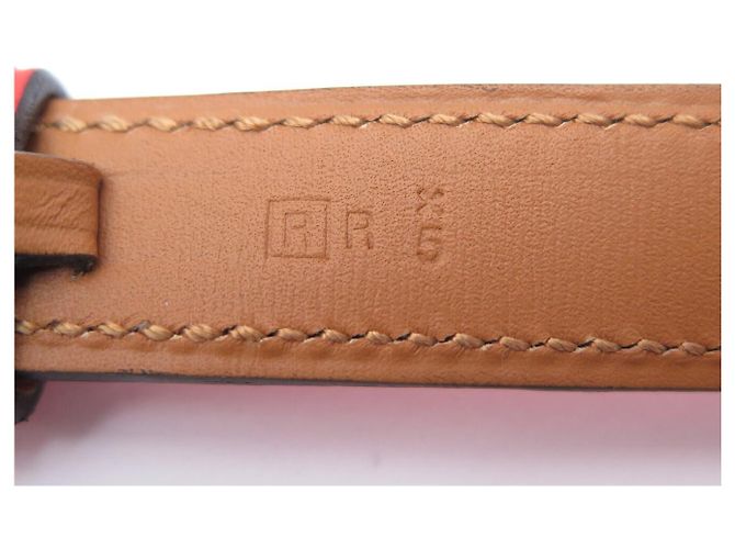 Hermès NEUER HERMES ETRIVIERE GÜRTEL 18MM H064087CK SWIFT LEDER CAPUCINE T95 BELT Rot - Ansicht 10
