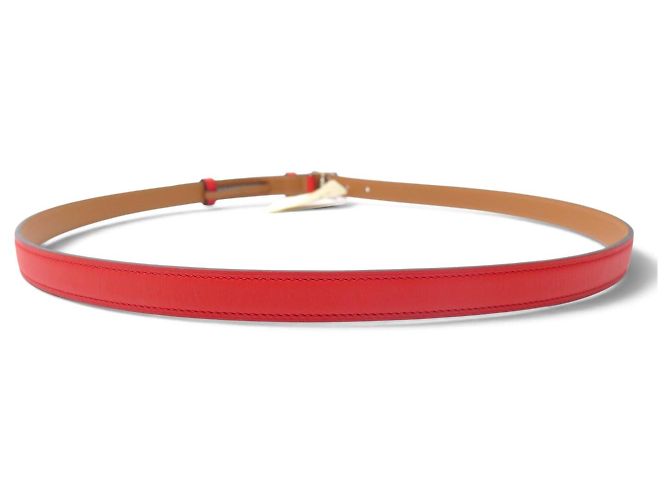Hermès NEUER HERMES ETRIVIERE GÜRTEL 18MM H064087CK SWIFT LEDER CAPUCINE T95 BELT Rot - Ansicht 3