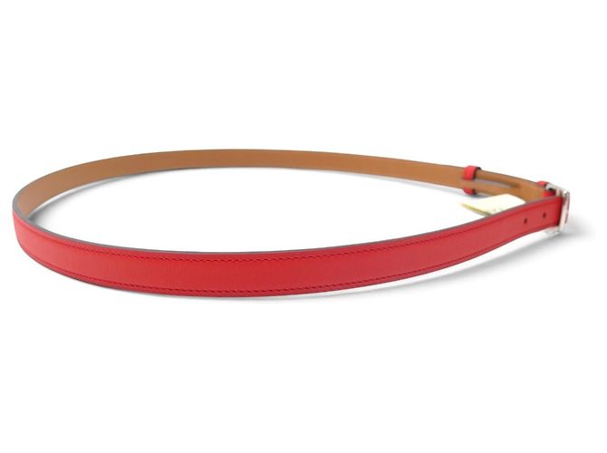 Hermès NEUER HERMES ETRIVIERE GÜRTEL 18MM H064087CK SWIFT LEDER CAPUCINE T95 BELT Rot - Ansicht 4