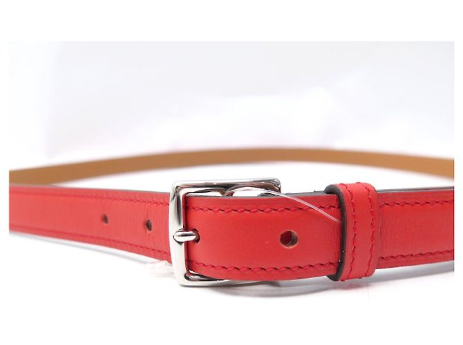 Hermès NEUER HERMES ETRIVIERE GÜRTEL 18MM H064087CK SWIFT LEDER CAPUCINE T95 BELT Rot - Ansicht 5