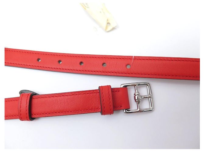 Hermès NEUER HERMES ETRIVIERE GÜRTEL 18MM H064087CK SWIFT LEDER CAPUCINE T95 BELT Rot - Ansicht 6