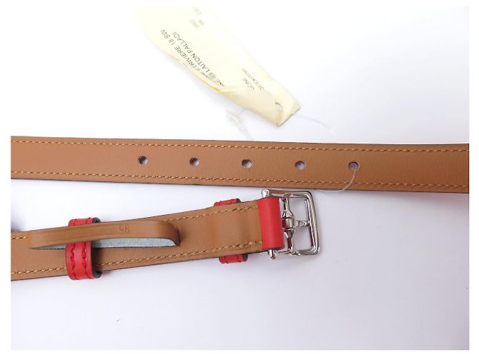 Hermès NEUER HERMES ETRIVIERE GÜRTEL 18MM H064087CK SWIFT LEDER CAPUCINE T95 BELT Rot - Ansicht 7