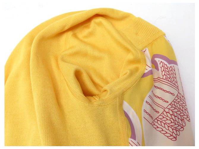 Hermès NEUER HERMES TATERSALES ZIGZAG PULLOVER GR. 34 XS TWILL SEIDE MIMOSENGELB - Ansicht 12