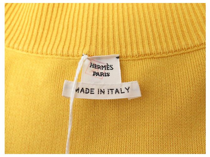 Hermès NEUER HERMES TATERSALES ZIGZAG PULLOVER GR. 34 XS TWILL SEIDE MIMOSENGELB - Ansicht 5