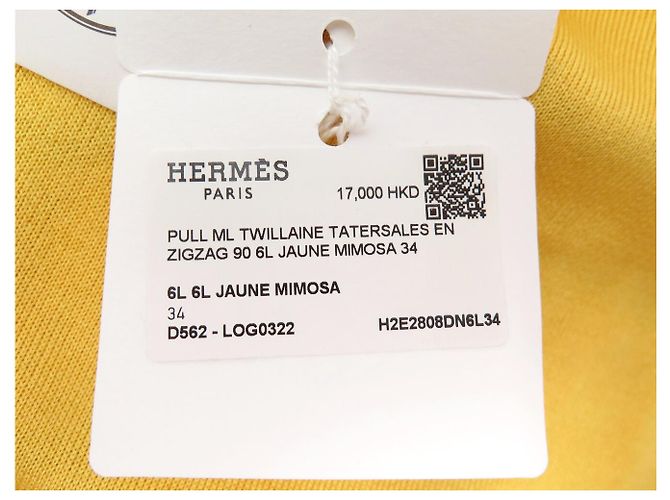 Hermès NEUER HERMES TATERSALES ZIGZAG PULLOVER GR. 34 XS TWILL SEIDE MIMOSENGELB - Ansicht 7