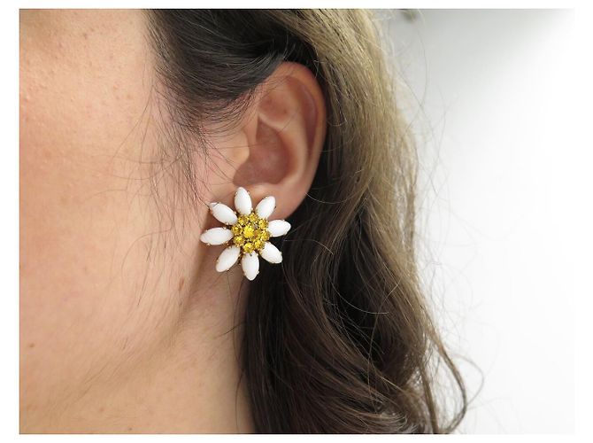 NUOVO SET COLLANA + ORECCHINI DOLCE & GABBANA DAISY FLEURS Bianco - vista 12