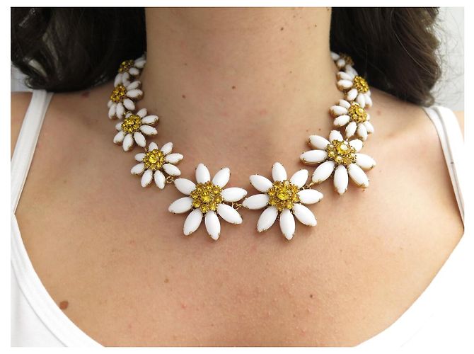 NUOVO SET COLLANA + ORECCHINI DOLCE & GABBANA DAISY FLEURS Bianco - vista 13