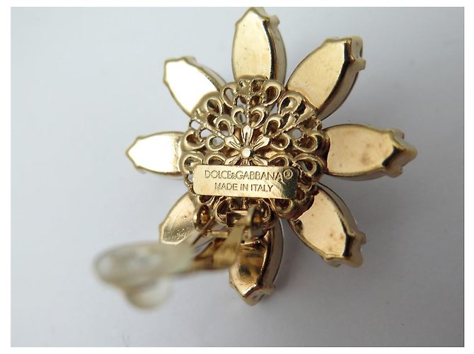 NEU DOLCE & GABBANA DAISY KRISTALLBLUMEN HALSKETTE + OHRRINGE Golden - Ansicht 11