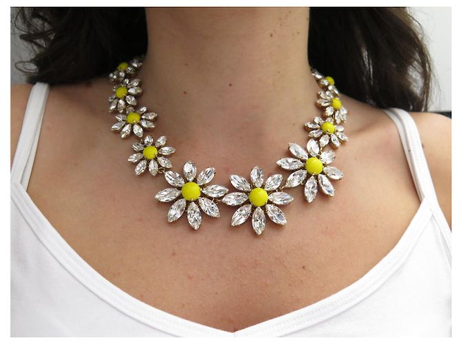 NEU DOLCE & GABBANA DAISY KRISTALLBLUMEN HALSKETTE + OHRRINGE Golden - Ansicht 14