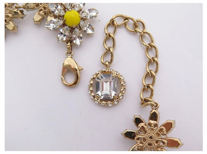 NEU DOLCE & GABBANA DAISY KRISTALLBLUMEN HALSKETTE + OHRRINGE Golden - Ansicht 4