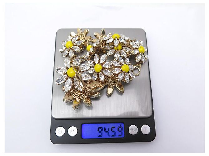 NEU DOLCE & GABBANA DAISY KRISTALLBLUMEN HALSKETTE + OHRRINGE Golden - Ansicht 6