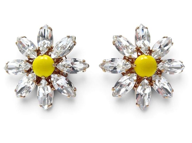 NEU DOLCE & GABBANA DAISY KRISTALLBLUMEN HALSKETTE + OHRRINGE Golden - Ansicht 7