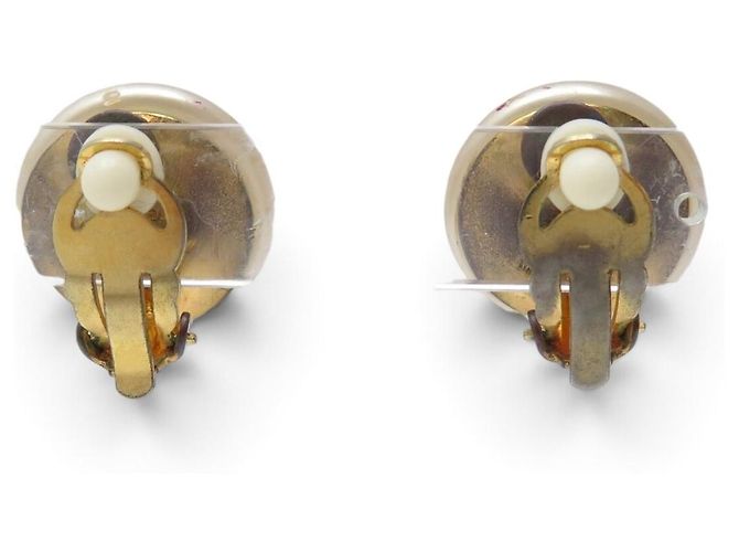 ORECCHINI VINTAGE CHANEL A POMPOLLO PERLE LOGO CC CASTELLANE 1989 EARRINGS D'oro - vista 3