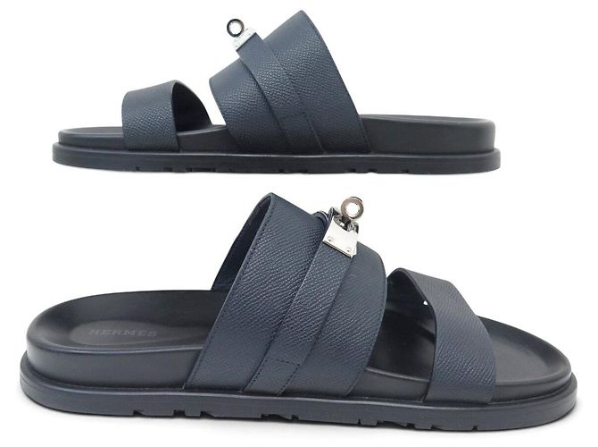 Hermès NEUE HERMES JACKSON SANDALEN H242949Z 41 EPSOM LEDER BLAU SHOES Marineblau - Ansicht 2